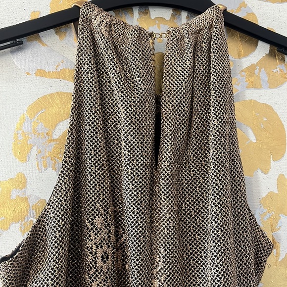 S.L. Fashions Size 12 Gold Chain Neck Blouson Fringe Dress EXCELLENT CONDITION - Picture 7 of 11